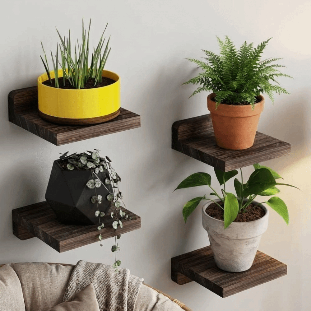 Flower Wall Panel - Conjunto de 4 Prateleiras Flutuantes Pequenas
