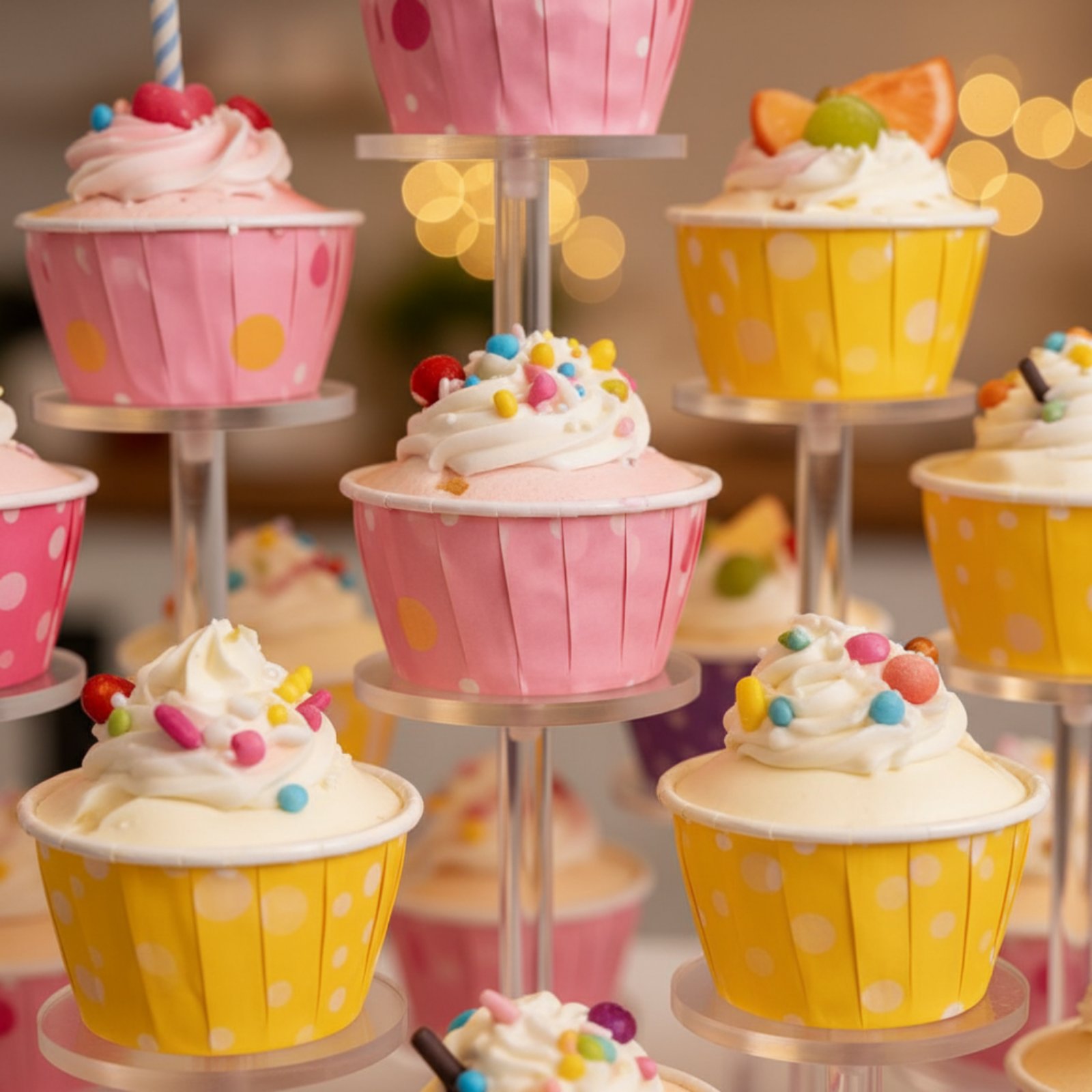 Cupcake Stand Tier - Suporte de Cupcake Acrílico Transparente Redondo,